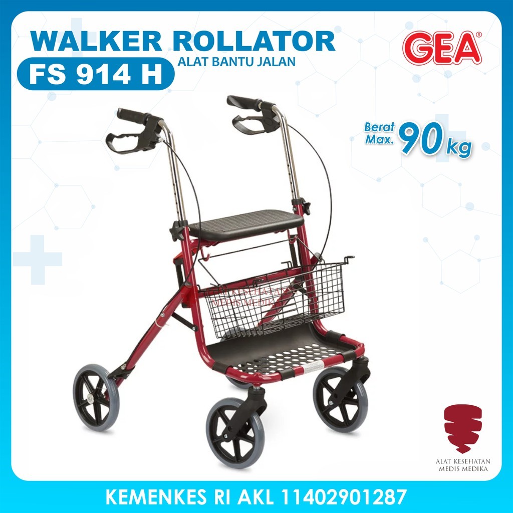FS914H Walker Roda Rollator GEA Rolator Alat Bantu Jalan FS 914 H