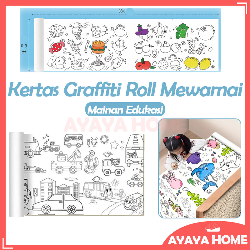 Kertas Graffiti Roll Mewarnai / Graffiti Scroll / Kertas Mewarnai Jumbo Anak