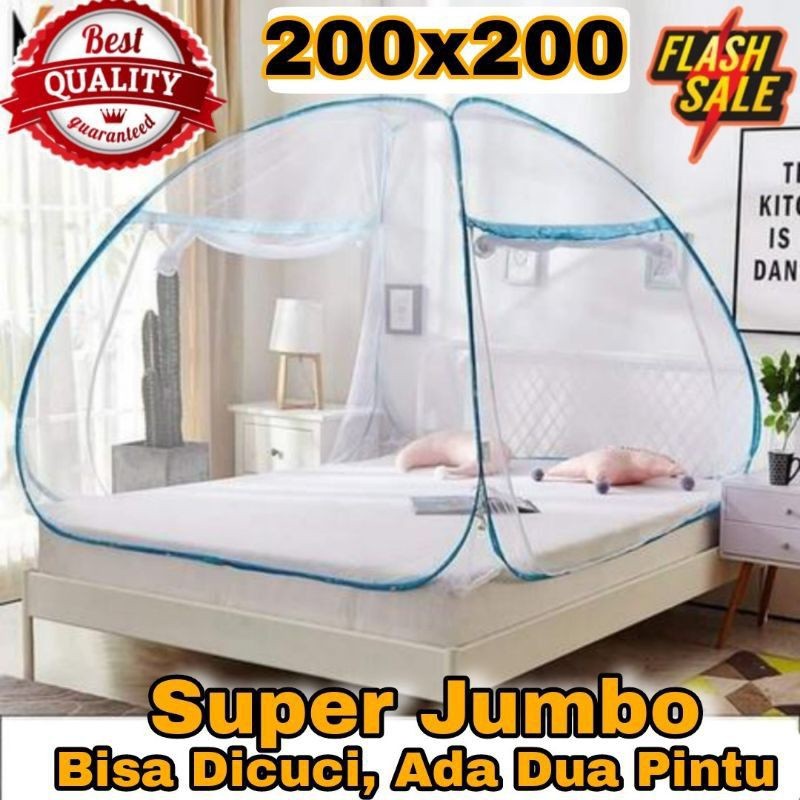 Kelambu Butterfly SUPER JUMBO 200 x 200 Ukuran 8 kaki  Kelambu Tempat Tidur Model Tenda Anti Nyamuk 