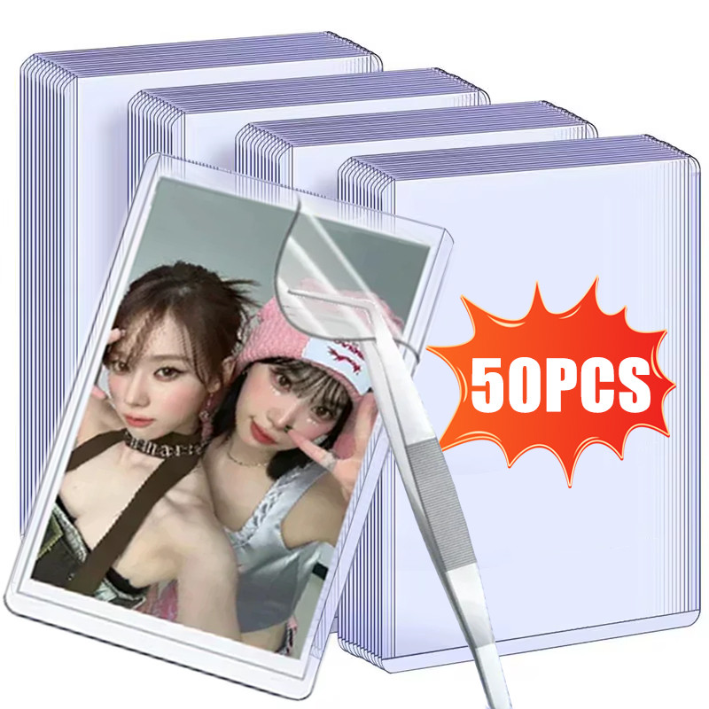 

50-1Pcs 35PT Clear Toploaders Kpop idol Photocard Sleeve Anti-scratch 3X4" PVC DIY Gaming Trading Card HD Plastic Collect Holder