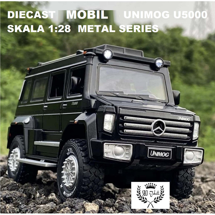 DIECAST MINIATUR MOBIL MERCEDES BENZ UNIMOG METAL SERIES SKALA 1:28 - U5000-Hitam