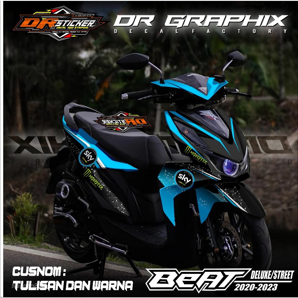 DECAL HONDA BEAT DELUXE  STREET 2022 - DECAL BEAT DELUXE 2022 VARIASI SKY MONSTER