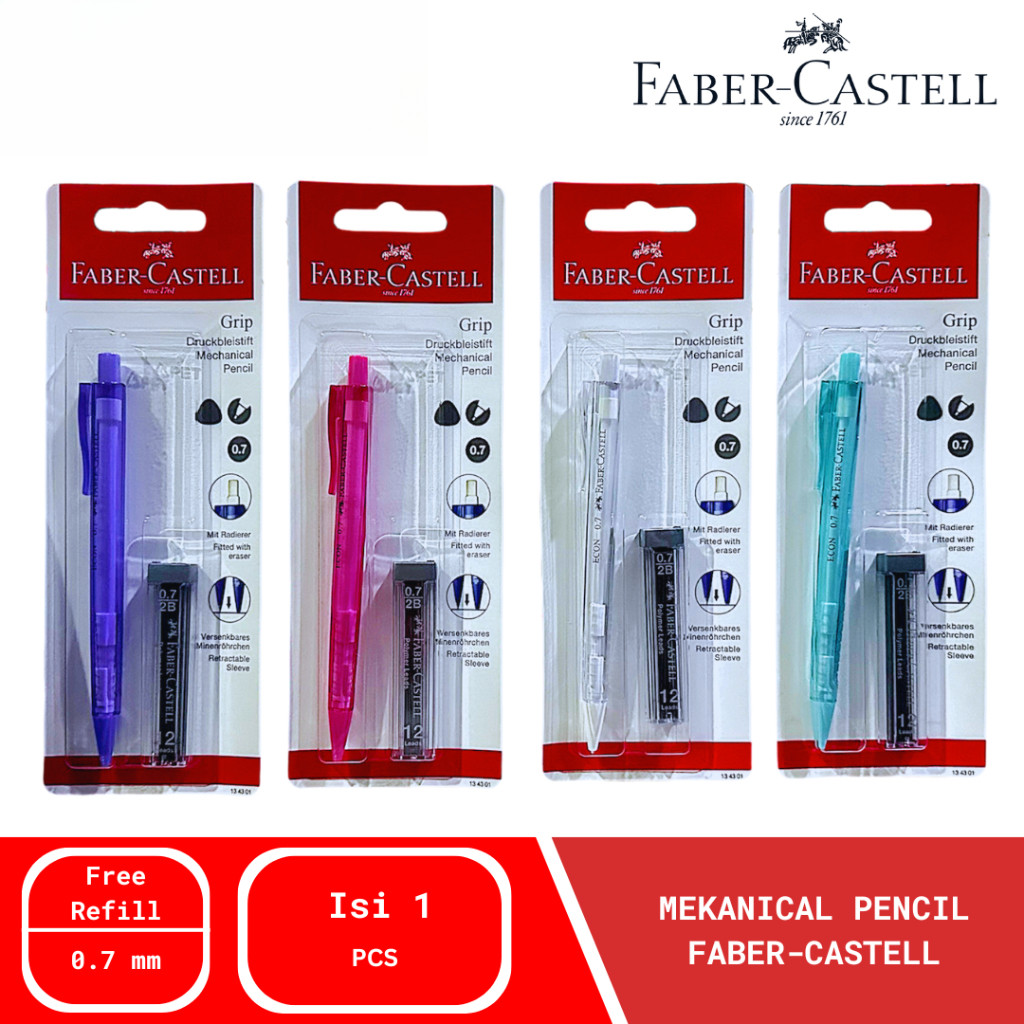 

Pensil Mekanik Faber Castell / Economic Mechanic Pencil Transparan Blister 0.7 MM Free 1 Refill