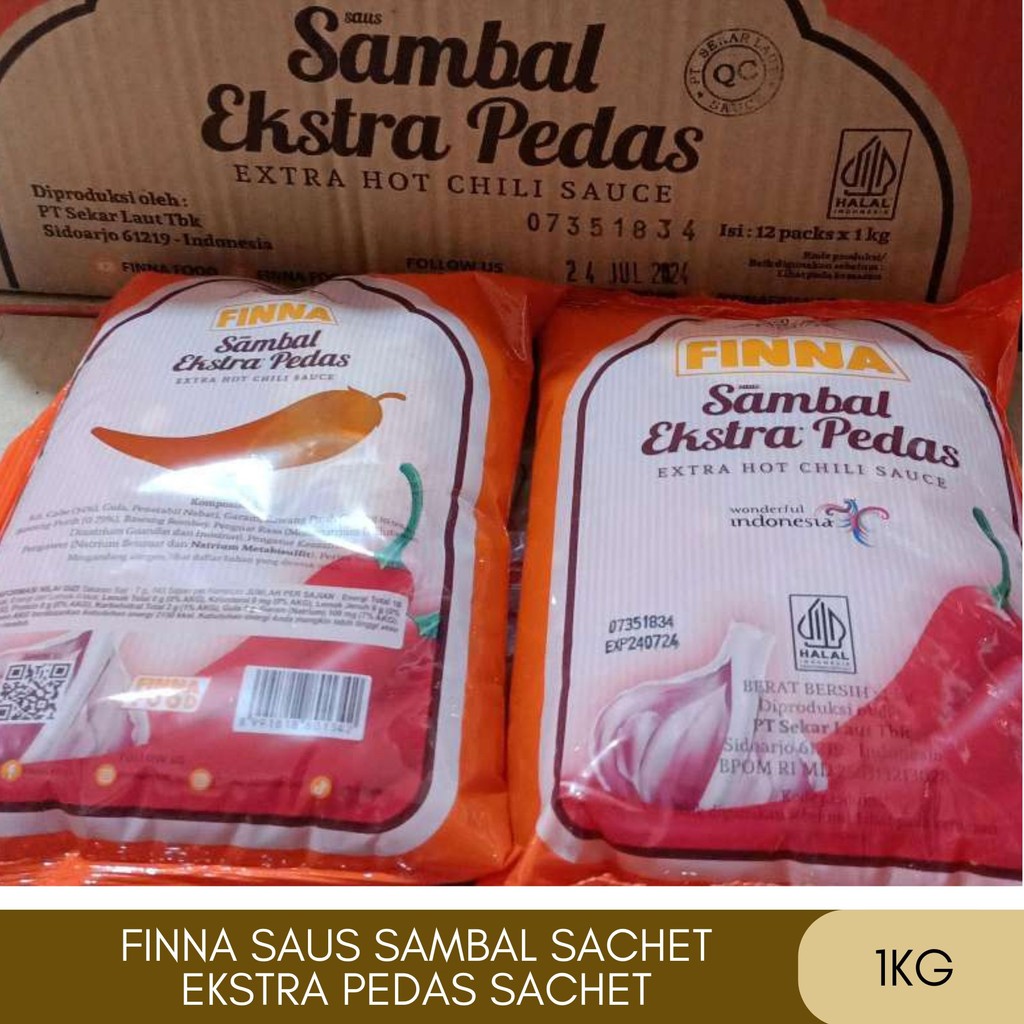 

Finna Saus Sambal Ekstra /Extra Pedas / Ekstra Hot Chill Sauce 1 Kg 1 Karton/12 PCS