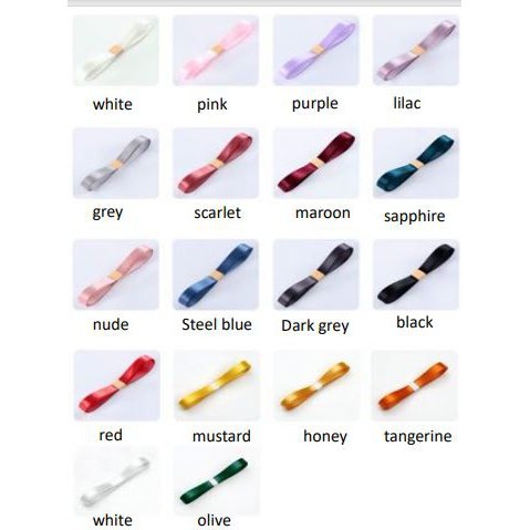 

1cm*100Y Satin Ribbon / Pita Satin 1 Sisi Premium Lemas Tidak Kaku Gampang Dibentuk