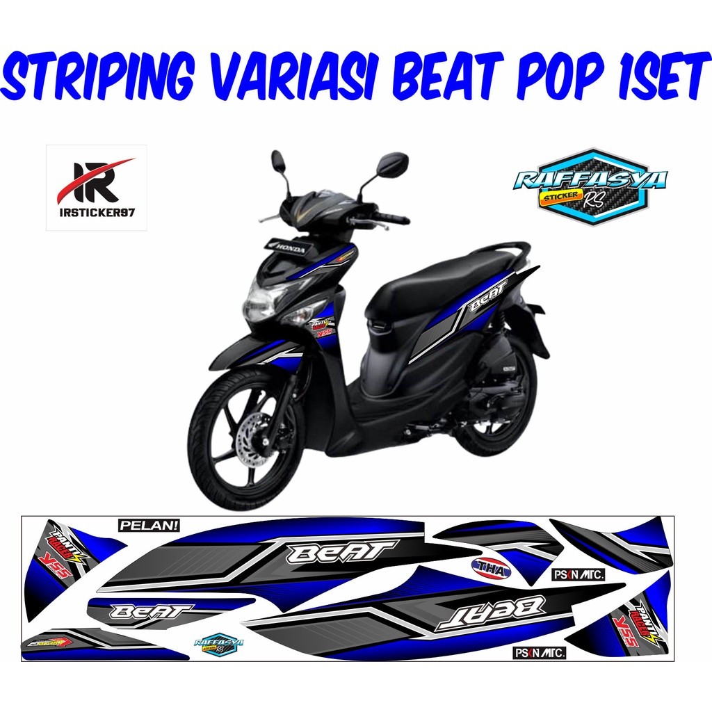 LIS STRIPING VARIASI HONDA BEAT POP LIS BIRU STIKER TERBARU VARIASI