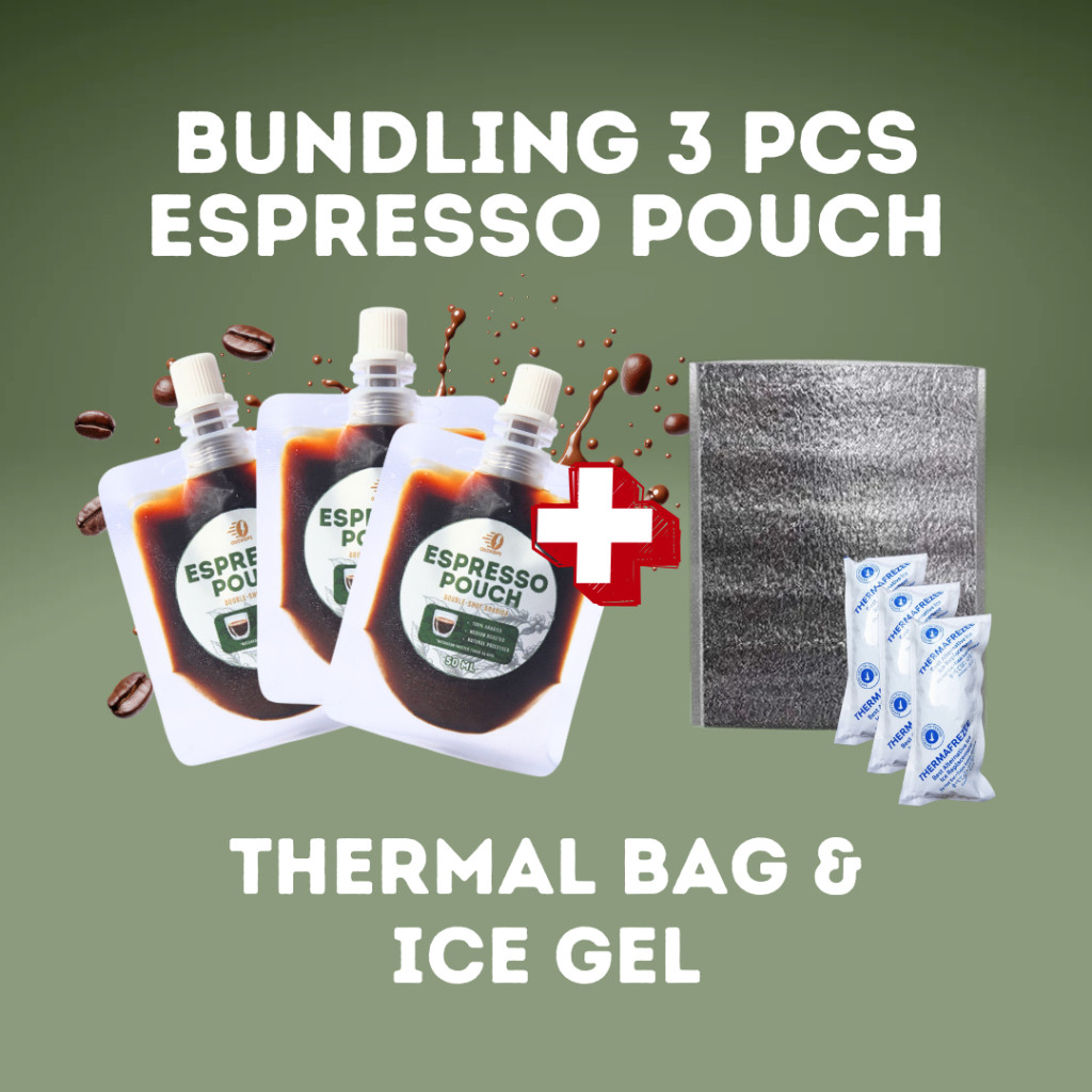 

QUIKOPI Bundling Espresso Pouch ARABIKA 3 pcs + Thermal Bag & Ice Gel - 100% Arabica Espresso 50 ML