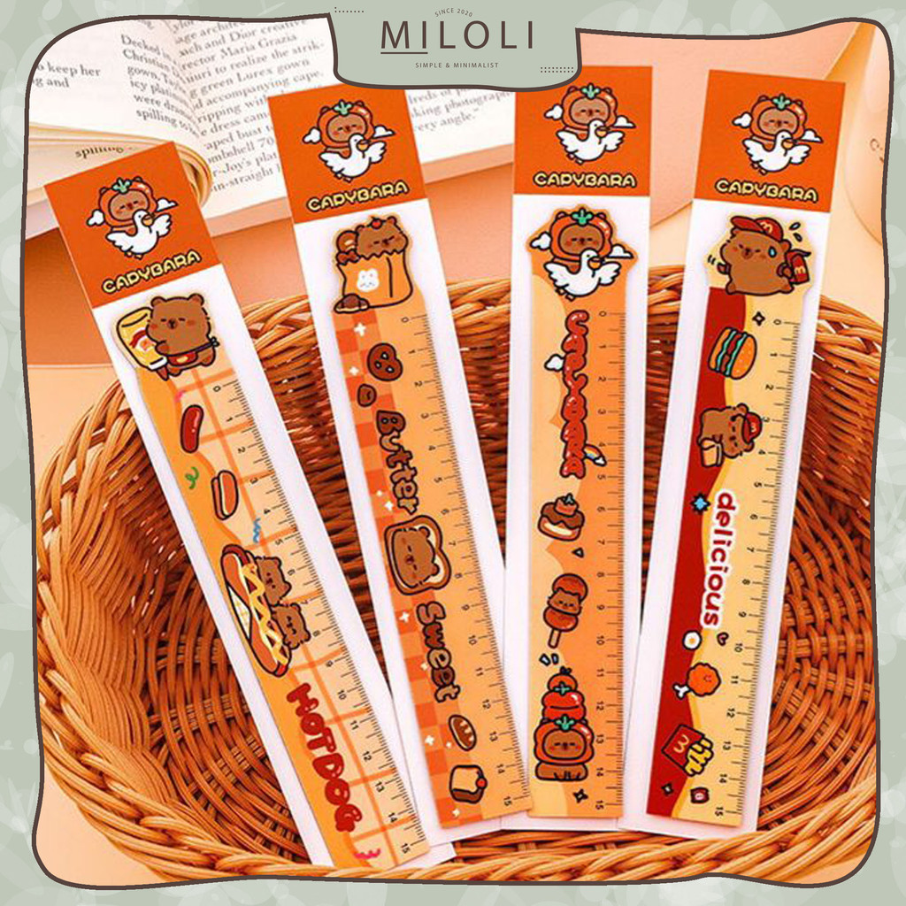 

[MILOLI] 1Pcs PENGGARIS CARTOON CAPYBARA 15CM Ruler Penggaris Bookmark Ruler Cute Study Korea - F0326