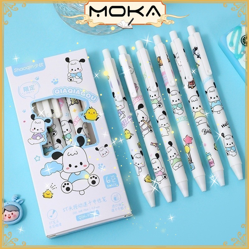 

MOKA 1 SET 6 PCS PULPEN GEL MEKANIK MOTIF KARTUN PUPPY LUCU KAWAII MKP89