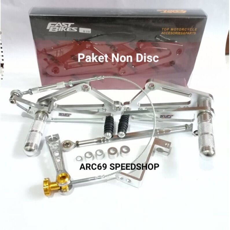 Paket Footstep Underbone Fastbike Cnc Copy DKT + Seling Rem+paha Rem Non Disc Untuk NINJA R-RR
