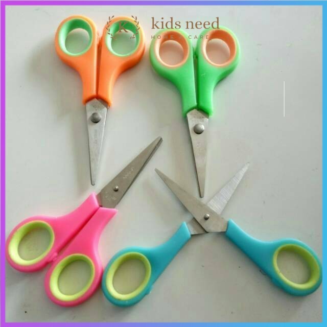 

RB (12pcs) Gunting kertas renceng warna warni scissors kain harga murah kuat stainless tajam