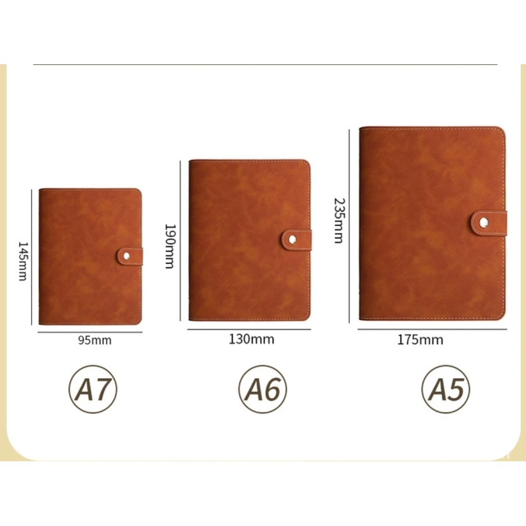 

A5 A6 A7 PU Leather Notebook Binder, Refillable 6 Round Ring Binder Cover for A5 Filler Paper, Notebook Personal Planner Binder
