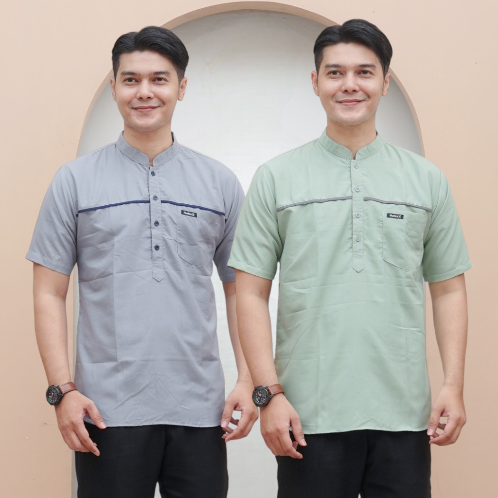 BAHAN ADEM / Baju Koko Pria Kurta Taqwa Pakaian Casual Muslim Pria Dewasa Lengan Pendek
