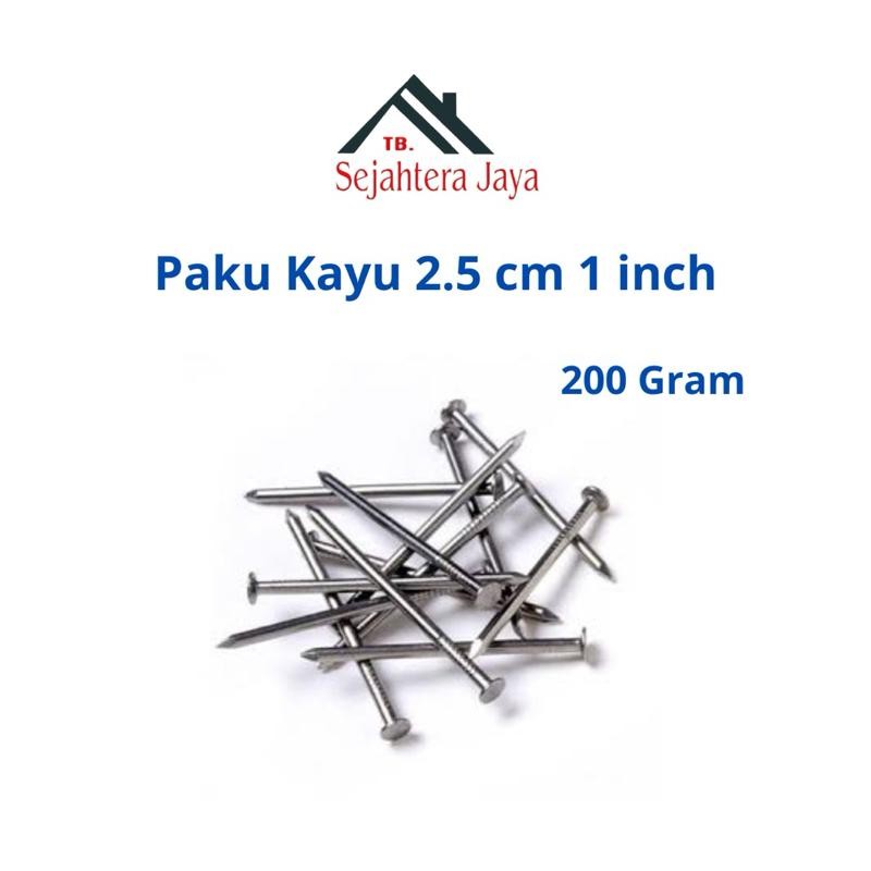 Paku Kayu 1 Inch (2,5 cm) - 200 Gram/Pack - Paku Kayu Kuat dan Serbaguna