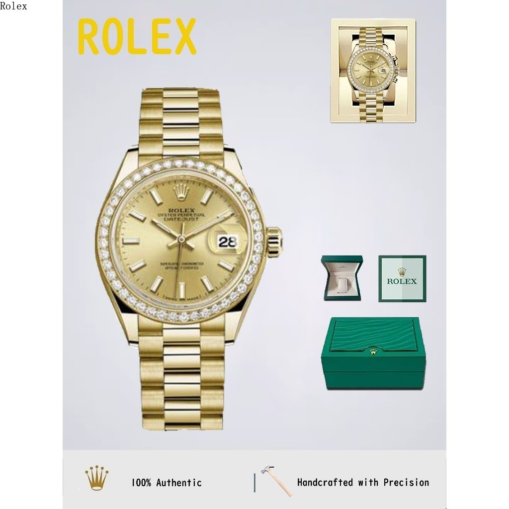 【100% ASLI ROLEX】Jam Tangan Wanita Mekanik Otomatis Rolex Logbook Baru Dengan Berlian/Kotak HadiahRo