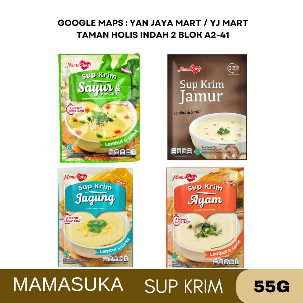 

Mamasuka Sup Krim 55g [Sayur&Bawang/Jamur/Jagung/Ayam/Daging Sapi]