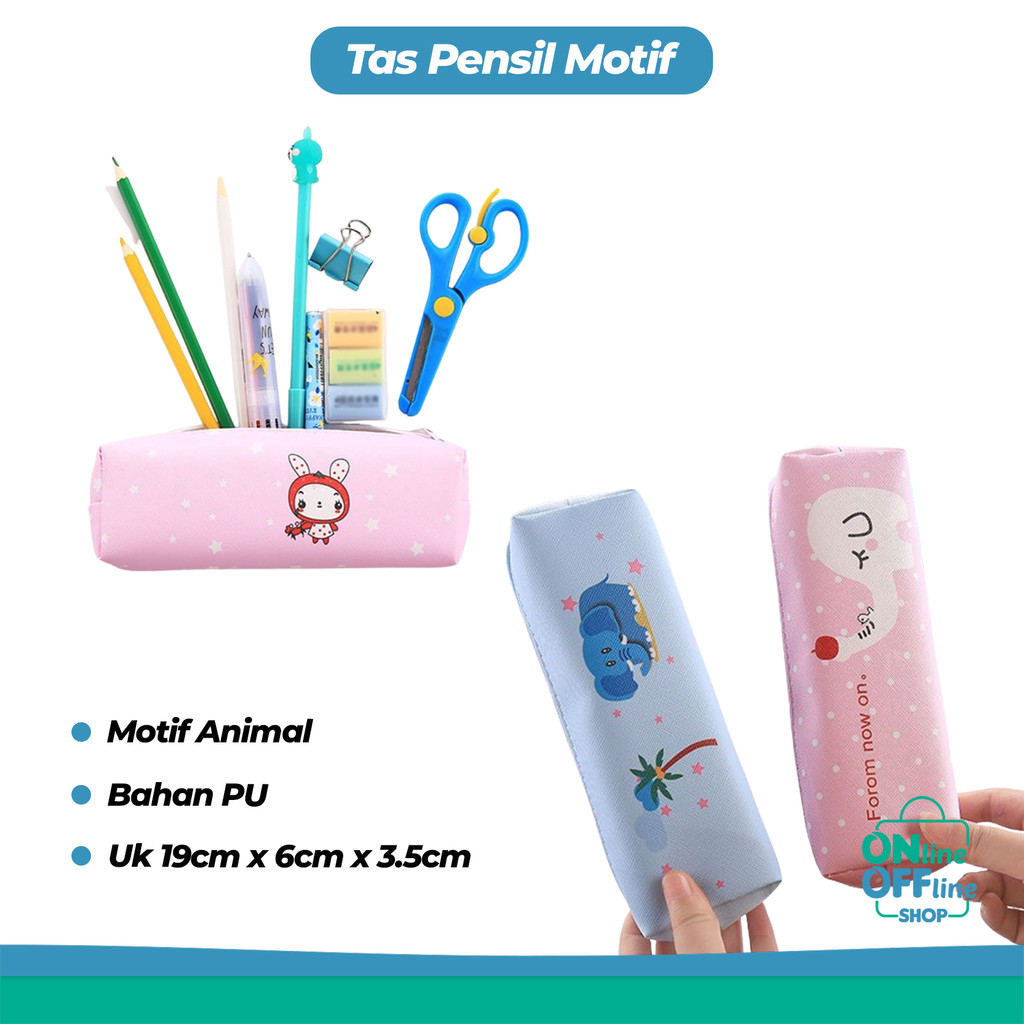 

Tas Pensil Tempat Alat Tulis Motif Animal Bahan PU Fashion Korea 300