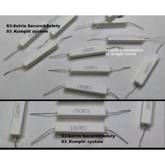 Kapur Resistor 10W 3R3 10W3R3J 10Watt 3R3ohm 3,3 3.3 ohm 3,3ohm 3.3ohm