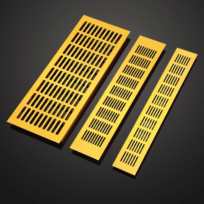 

2Pcs Snow Flower Grid Rectangle Gold Silver Black Aluminum Air Vent Grille Cover Furniture Shoe Closet Cabinet Flush