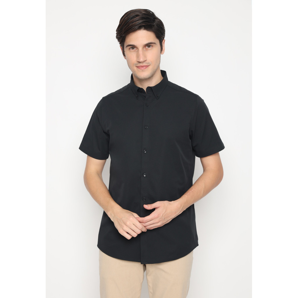 Jobb Elton Kemeja Pria Lengan Pendek Slim Fit Hitam