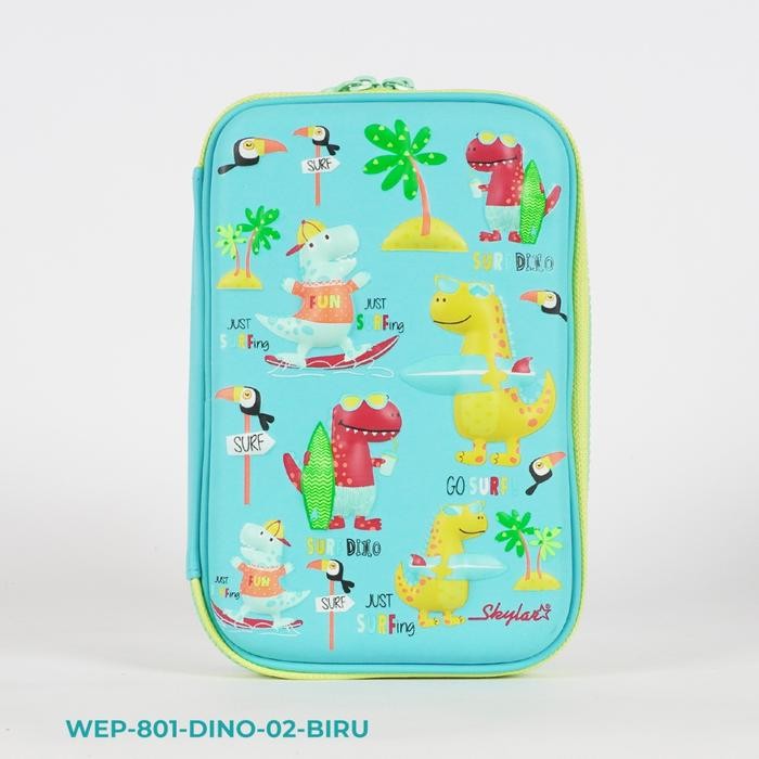 

[New Collection Kids] Kotak Pensil 3D Anak Sekolah Hardcase Kotak Alat Tulis Pencil Timbul Besar - DINO 02 BIRU