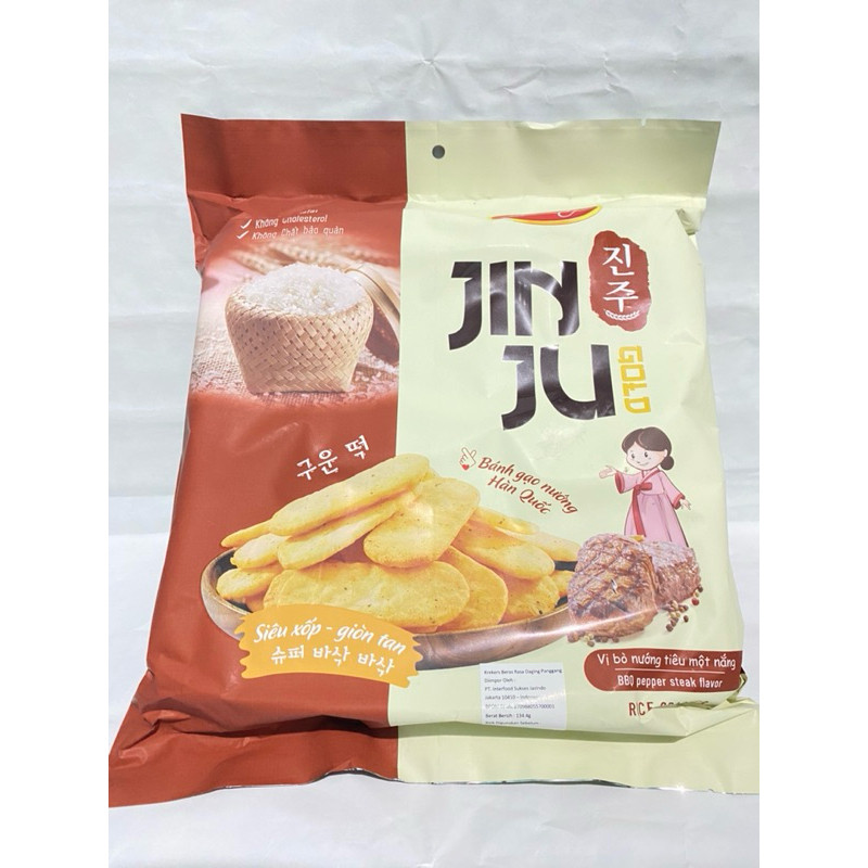 

[oddsolshop] pekanbaru/JIN JU JINJU Gold Rice Crackers Steak BBQ 134GR Krekers Beras Kraker Daging