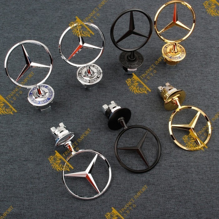 Logo Kap Mesin Hood Badge MercedesBenz W124 Masterpiece W203 W204 W221 - Chrome ListBiru