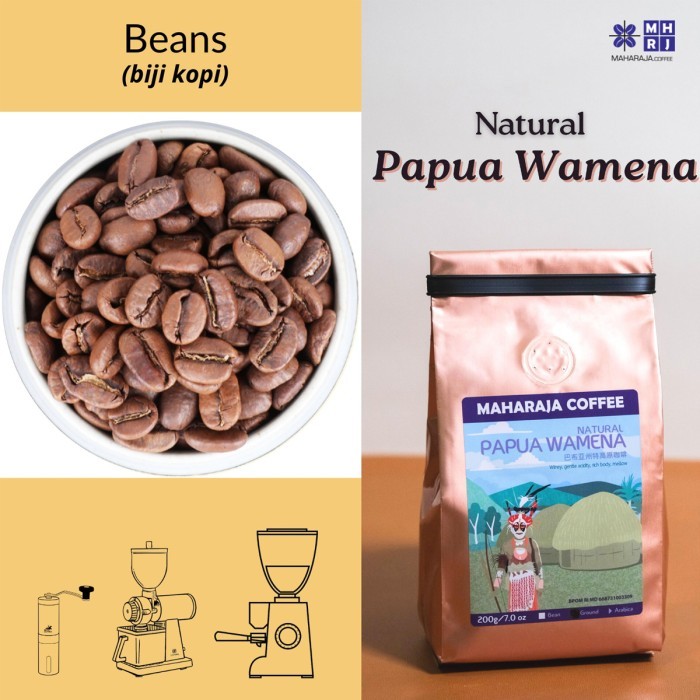 

Fresh roast Kopi sangrai Papua Wamena Arabika 200g Maharaja Coffee - Biji-Beans