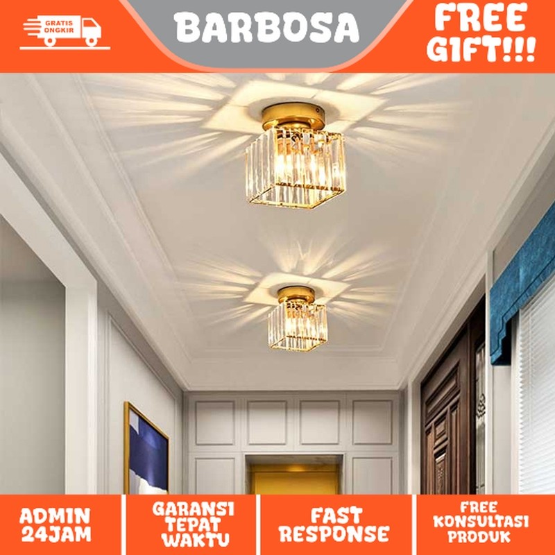 Lampu kristal plafon rumah Lampu kotak modern Plafon Gantung Kristal ruang tamu lorong kamar tidur
