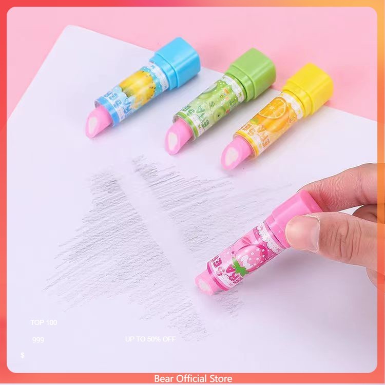 

-Penghapus pensil bentuk lipstik/penghapus warna-warni pola kartun