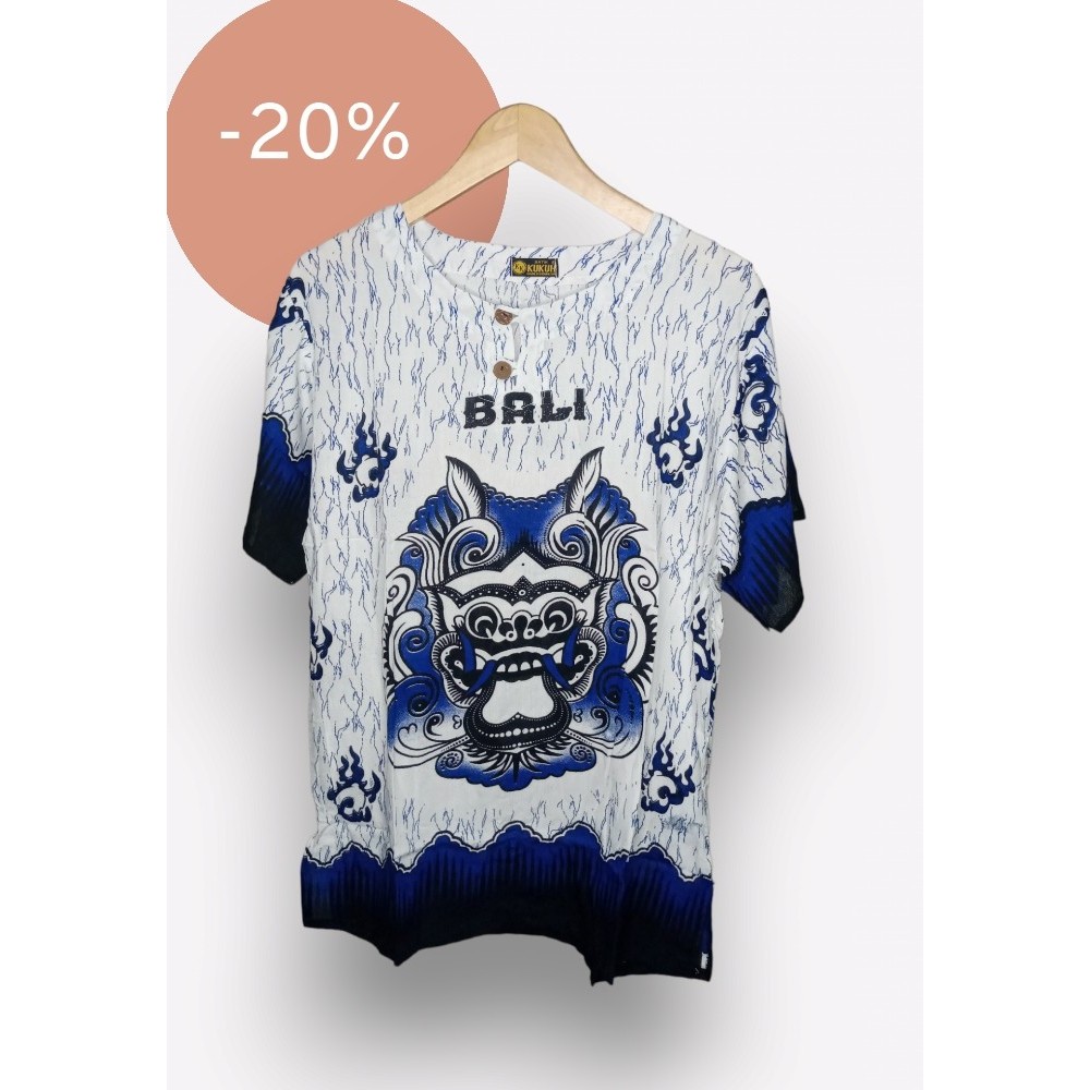 baju barong bali jumbo xxl pria wanita bahan katun kaos pantai jumbo Merah jumbo