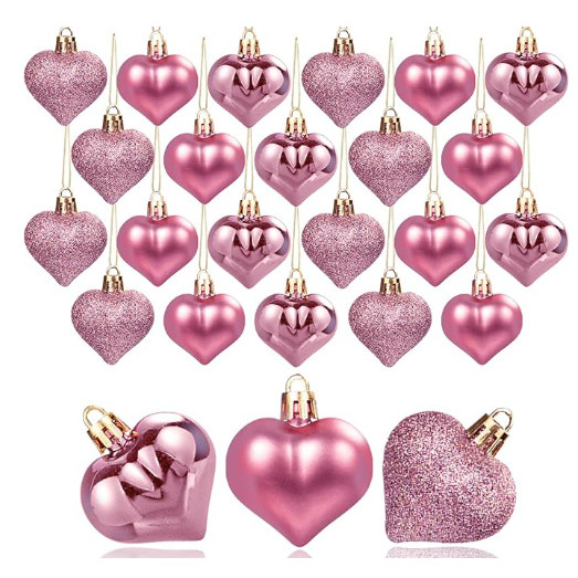 

12Pcs Christmas Balls Pendant Plastic Heart-shaped Ornament Christmas Tree Ornaments DIY Home Decor Supplies New Year Party Gift