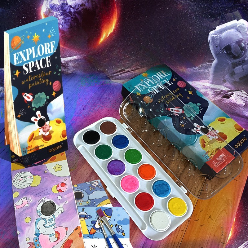 

Kids Toys Portable Watercolor Painting Book Paint with Water Brush Gouache Graffiti Picture Coloring Drawing Kindergarten Gifts