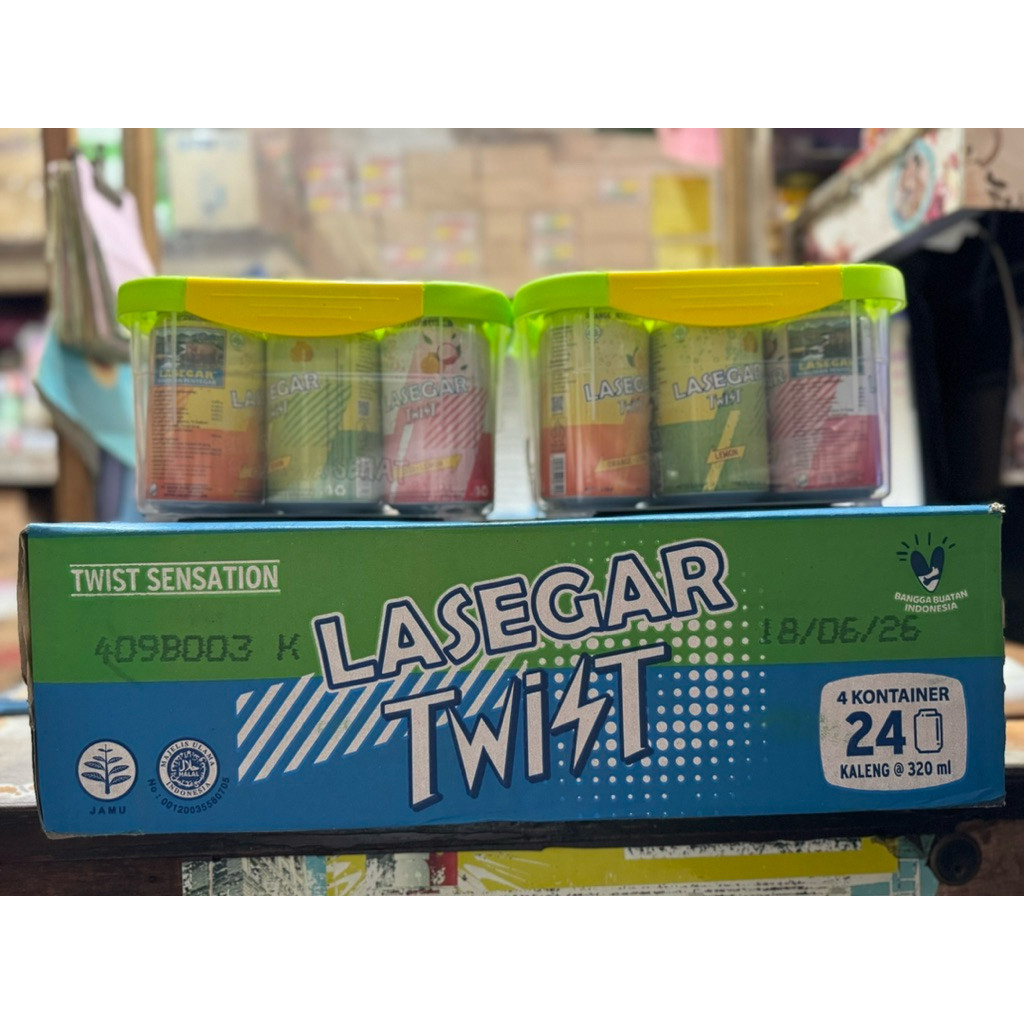 

Lasegar Twist Mix 3 Rasa Promo container box Plastik isi 24 kaleng / 1 dus