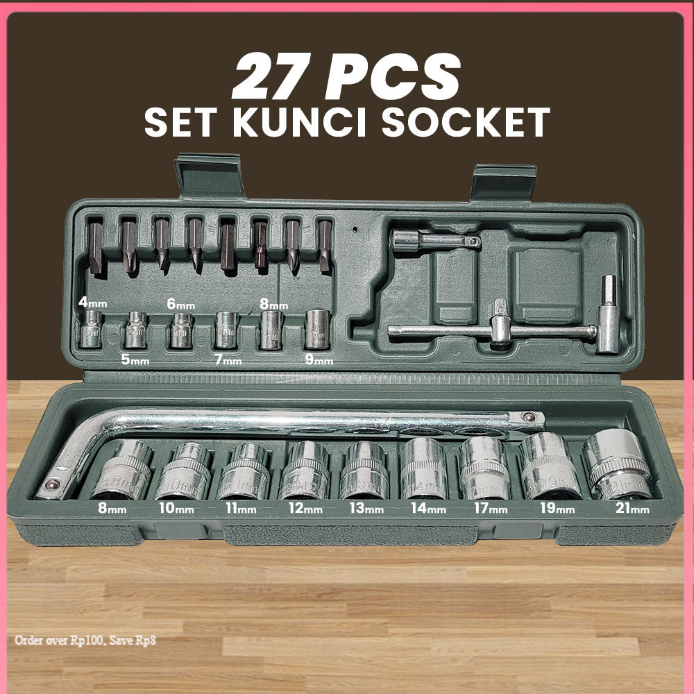 EES - Kunci Sock / Socket / Shock / Sok Wrench 27 Pcs , kunci 40 , kunci 10 , kunci 46 , kunci 19 , 