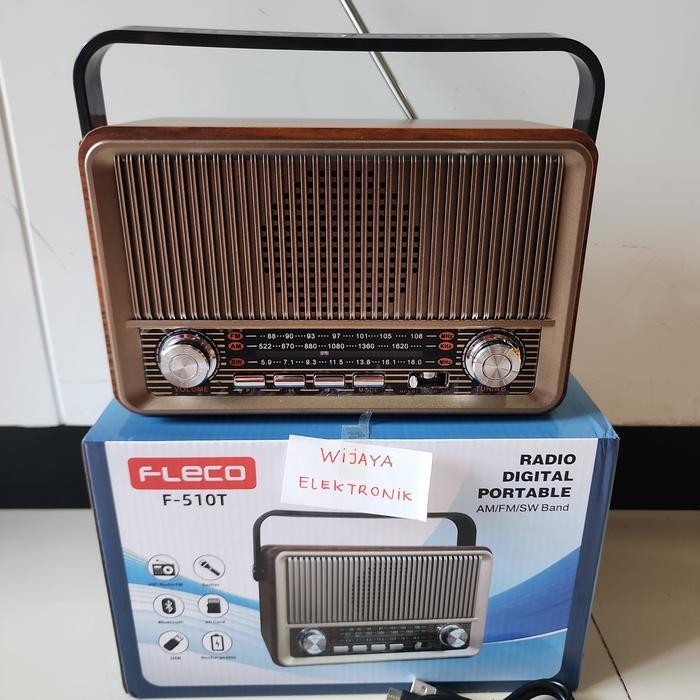 TERLARIS radio AM FM SW cas portable jadul klasik retro wood kayu Fleco 510 USB BLUETOOTH