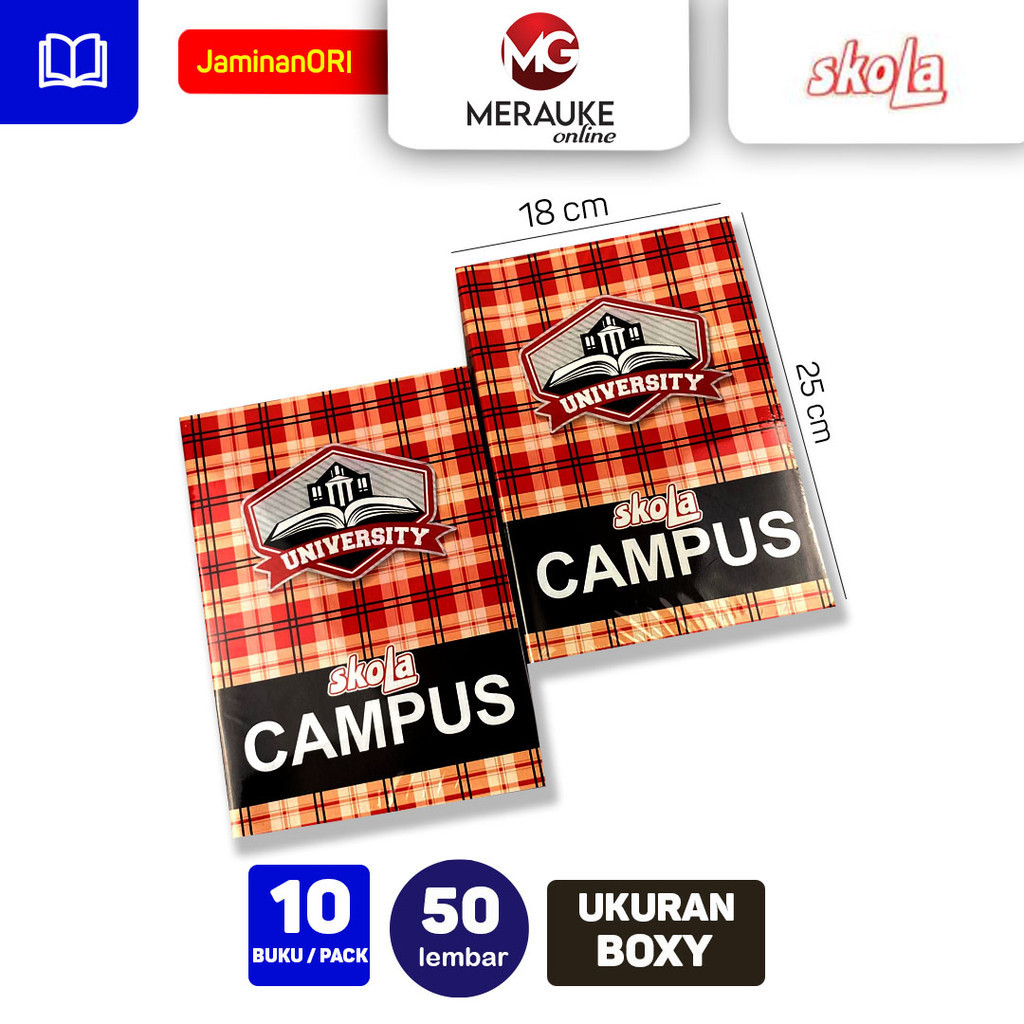 

New Buku Tulis Campus SKOLA 50 Lembar (1 Pack Isi 10 Buku)Premium