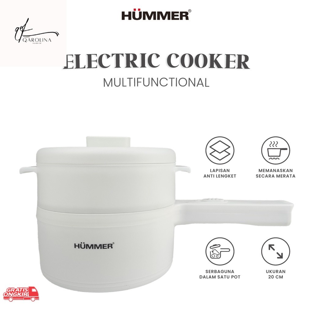Alat Masak / Hummer Kitchen - Panci Listrik Multifungsi + Kukusan Steam| Electric Cooker - 20cm
