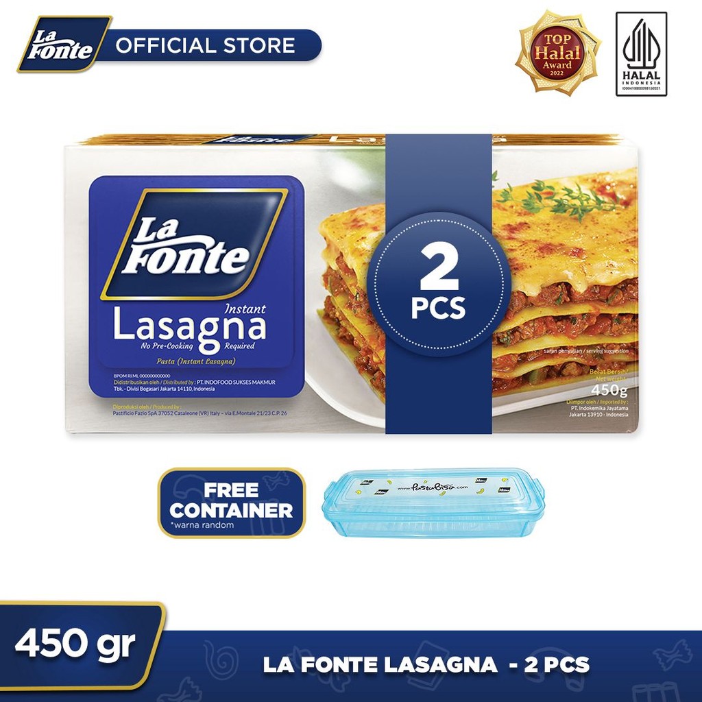 

La Fonte Lasagna 450gr - 2 pcs Free Container