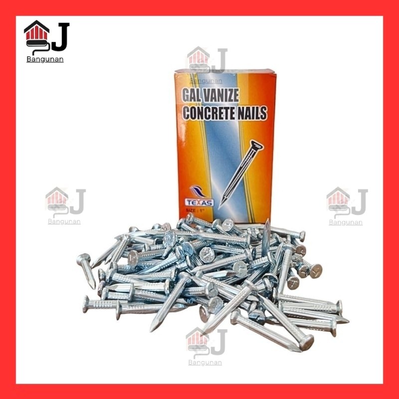AJB - Paku Cor 1 Inch Paku Putih Baja Beton 1 Kotak 1 Pack  Paku Cor TEXAS