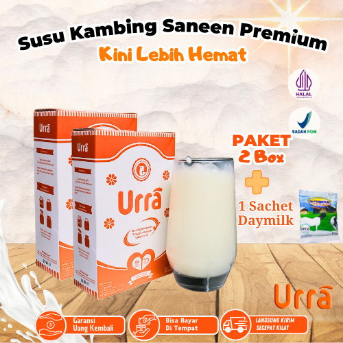 

2 BOX URRA Susu Kambing Saneen + 1 Sachet Daymilk - Untuk Penambah Berat Badan & Tinggi Badan Anak - 2 Box + 1 Sachet