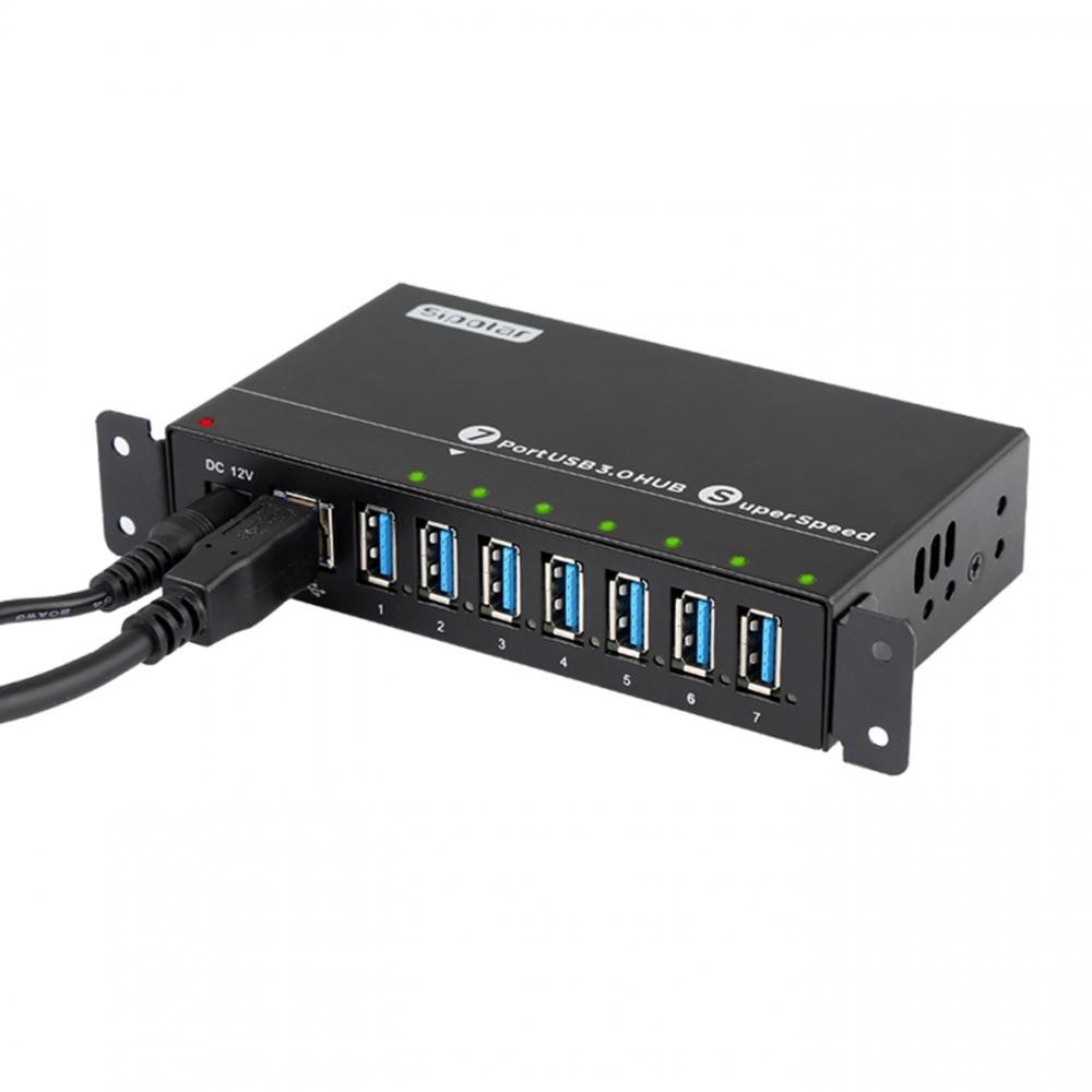 Sipolar A173 7 Ports Powered Industrial USB3.0 Hub High Speed Data Transfer Multi Fast Charger Split