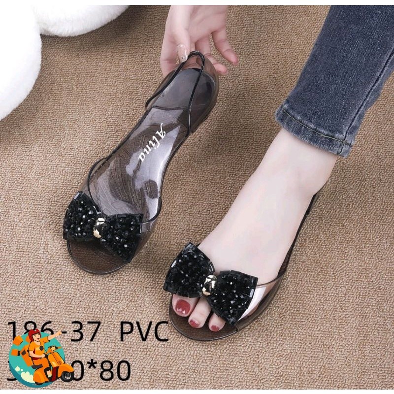 ALANA- Sepatu Jelly Kaca Wanita/Flatshoes Kaca Pita Transparan Summer's