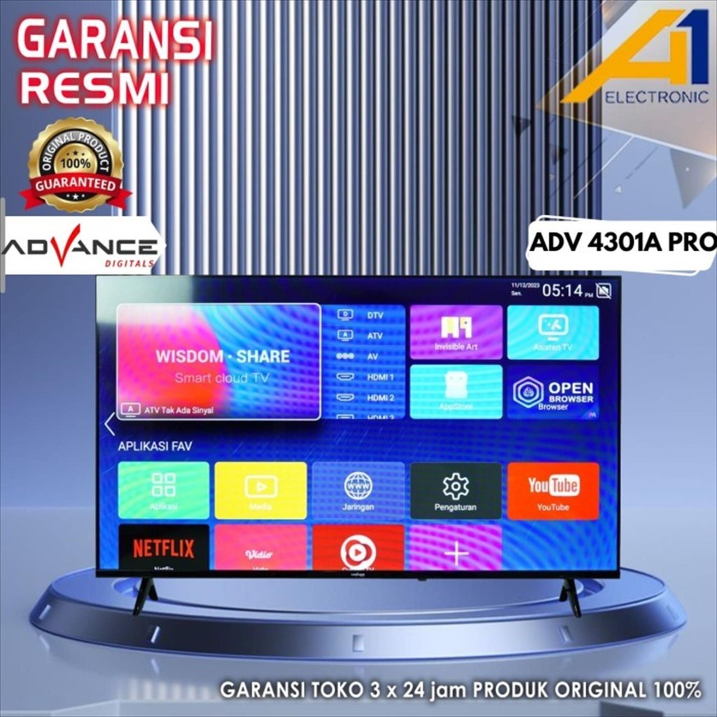 Advance Android TV LED 43 Inch ADV-4301A PRO Smart TV Digital ADV4301A GARANSI RESMI