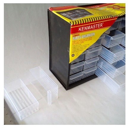CF76YA Kenmaster Organizer Rak Susun Drawer 25 Slot Kotak Spare Part Elektronika Komponen