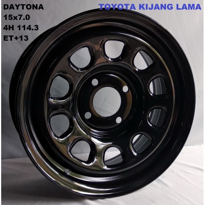 Velg besi Mobil Steel Daytona 15x7.0 4H 114.3 et+13 Ring 15 R15 lebar 7 inci untuk Mobil Kijang kota