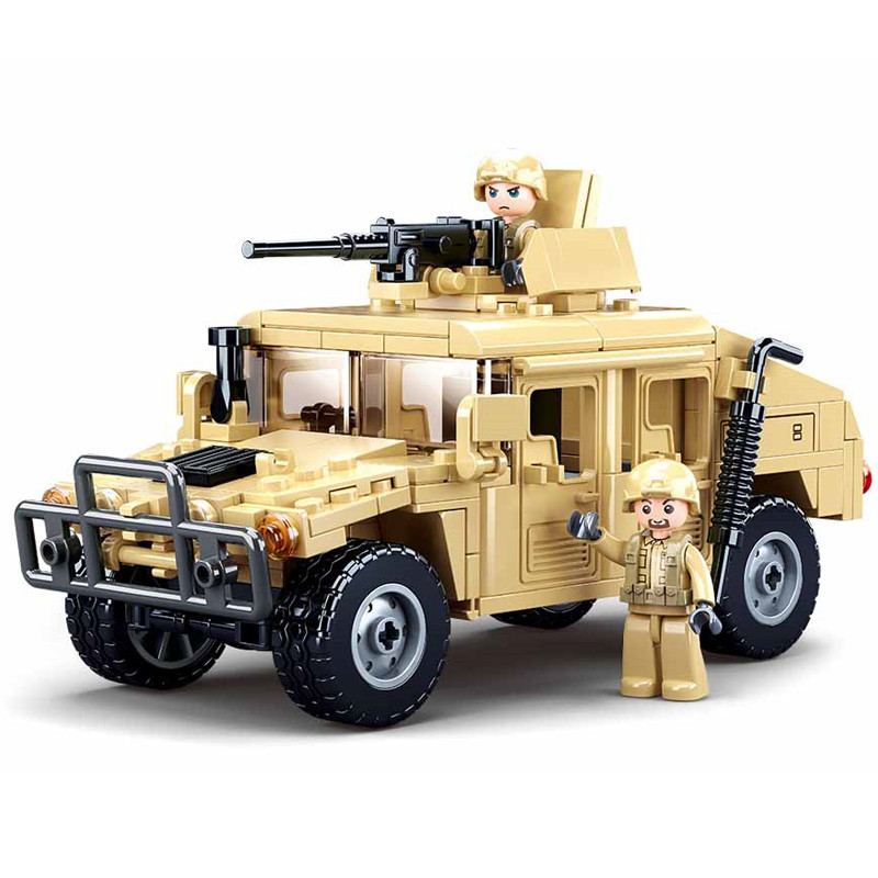 SLUBAN WW2 Military Humvee Jeep H1 Army Friends Car Mould King Building Bricks Classic Moc Blocks Ac