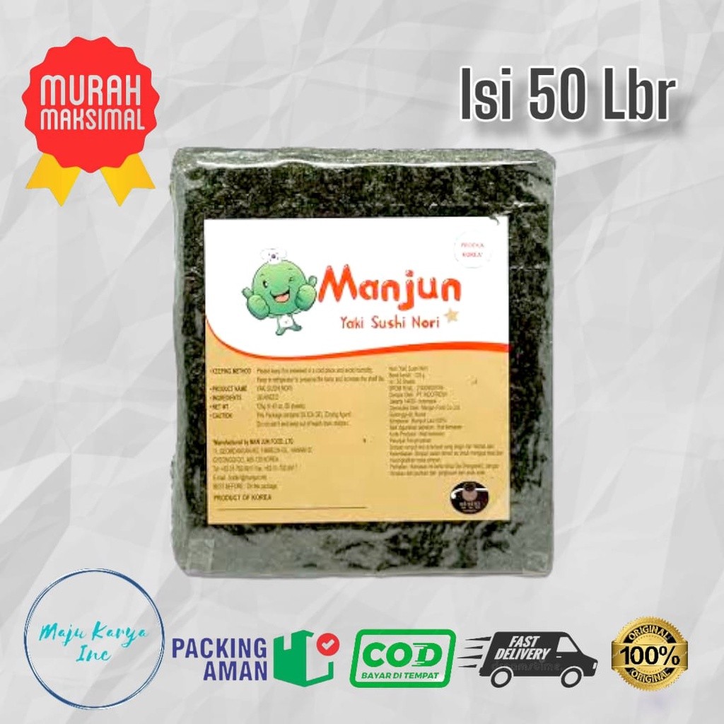 

RB Manjun Sushi Nori Rumput Laut Seaweed 50 Sheets / Lembar