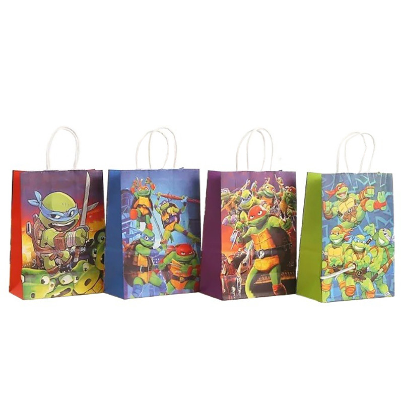 

10pcs Ninja Turtles TMNT Kraft Paper Gift Bags with Handles Multifunction Hopping Carry Craft Party Christmas Festival Gift Bag