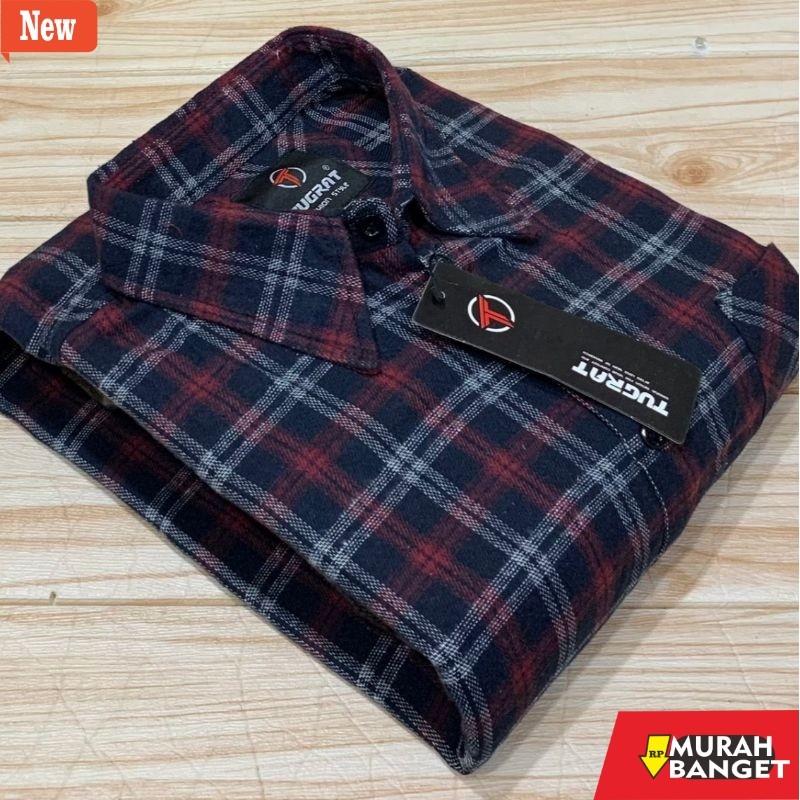 kemeja kotak kotak cowok Kemeja flanel formal/casual jumbo size 2XL-4XL lengan pendek original SERDI